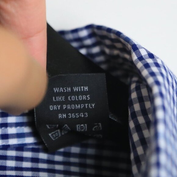 The Men's Bloomingdale's Gingham Button Down Stretch Fabroc Size Large - Picture 5 of 11